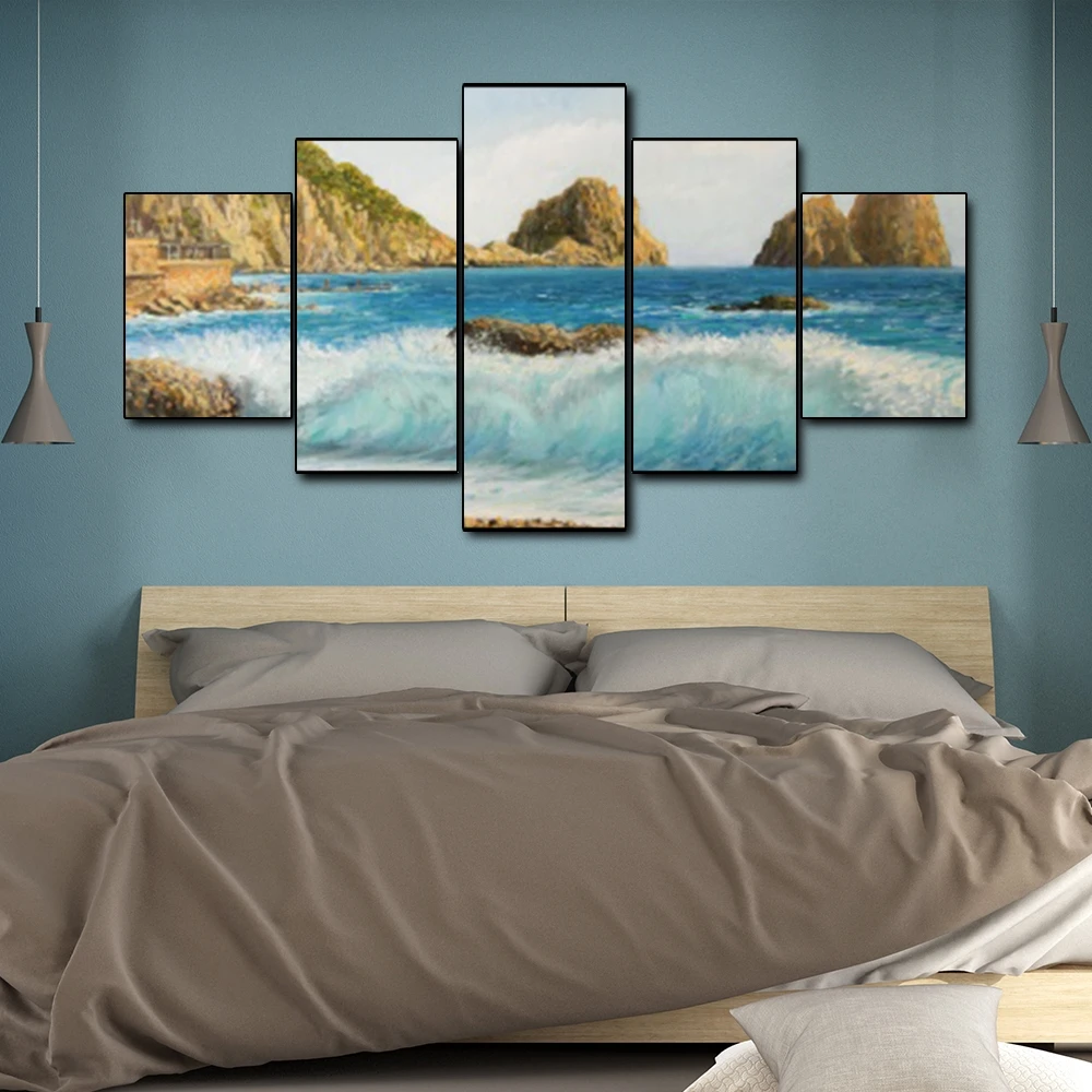 Canvas Art Oil Painting Choppy waves scenery Reef Art Poster Picture Wall Decor Modern Home Decoration For Living room Office Canvas Art Oil Painting Choppy waves scenery Reef Art Poster Picture Wall Decor Modern Home Decoration For Living room Office