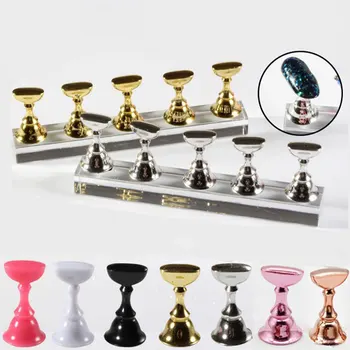 

1Set Practice Trainning Display Stand Holder Base False Nail Tips Alloy Crystal Nail Art Polish Display Manicure Tools