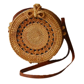 

Bohemia Beach Circle Bag Bali Island Hand Woven Bag Round Rattan Straw Bags