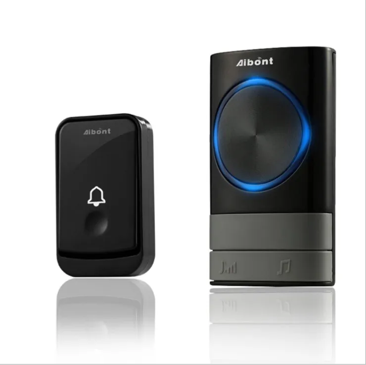 45 Songs Chime Door Bell Wireless Doorbell Battery Operated Door Bell with 1Transmitter+ 2Plug in Receiver - Color: Black