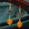 Korea Fashion Vintage Yellow Flower Drop earrings,Delicate Nature stones earrings,Ethnic Jewelry for women ► Photo 2/5