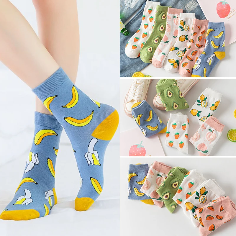 

Fruit Short Socks for Women Girls Cotton Socks Art Funny Stripe Woman Socks Sokken Spring and Summer Cute Funny Socks Female