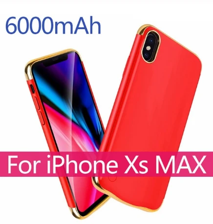 For iphoneXSMAX Red 5500 мАч/6000 мАч ультра тонкая батарея зарядное устройство чехол для iPhone X XS MAX XR батарея чехол банк питания чехол внешнее резервное зарядное устройство чехол - Цвет: For iphoneXSMAX Red
