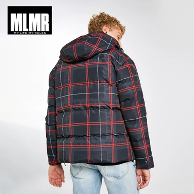 Новейший мужской пуховик JackJones, Мужская зимняя клетчатая теплая пуховая куртка с капюшоном 218312534