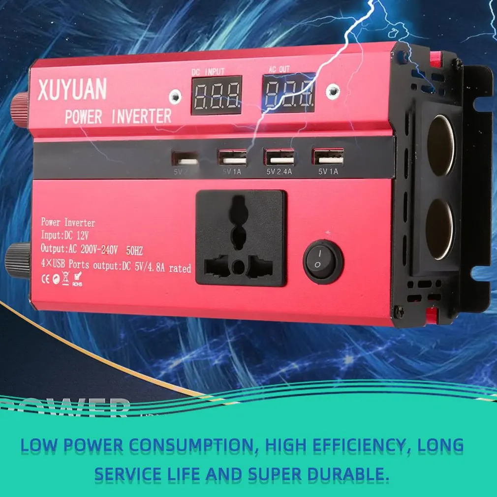 Professional 3000W Power Inverter DC 12V to AC 220V LED Display Car Sine Wave Converter for Household Appliances
