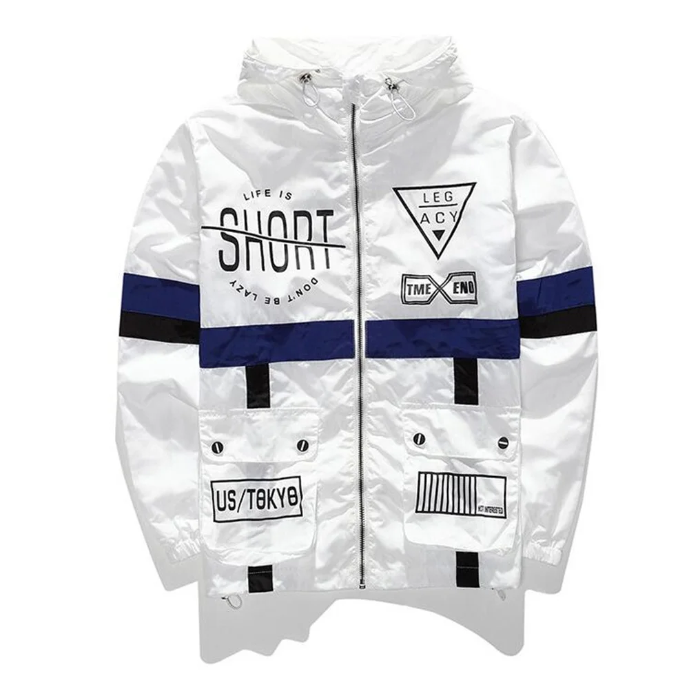 

Men Windbreaker Jacket Spring Autumn Brand Fashion Hip Hop Thin Zipper Casual Jacket Mens Outwear 2019 New