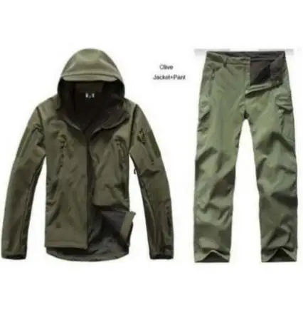 Sharkskin Открытый Охота Ghillie костюм Кемпинг водонепроницаемая куртка tad4.0 мягкая оболочка флисовая куртка+ брюки Снайпер камуфляж - Цвет: army green