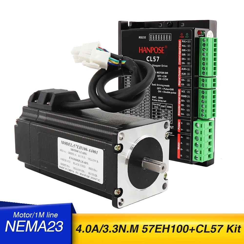 Шаговый Серводвигатель 57EH100A4001 Nema23 с замкнутым контуром 4 а 3 нм 57x100 мм + привод CL57