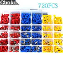 

720Pcs Assorted Insulated Electrical Wire Terminals Crimp Connector Spade Set Red Yellow Blue