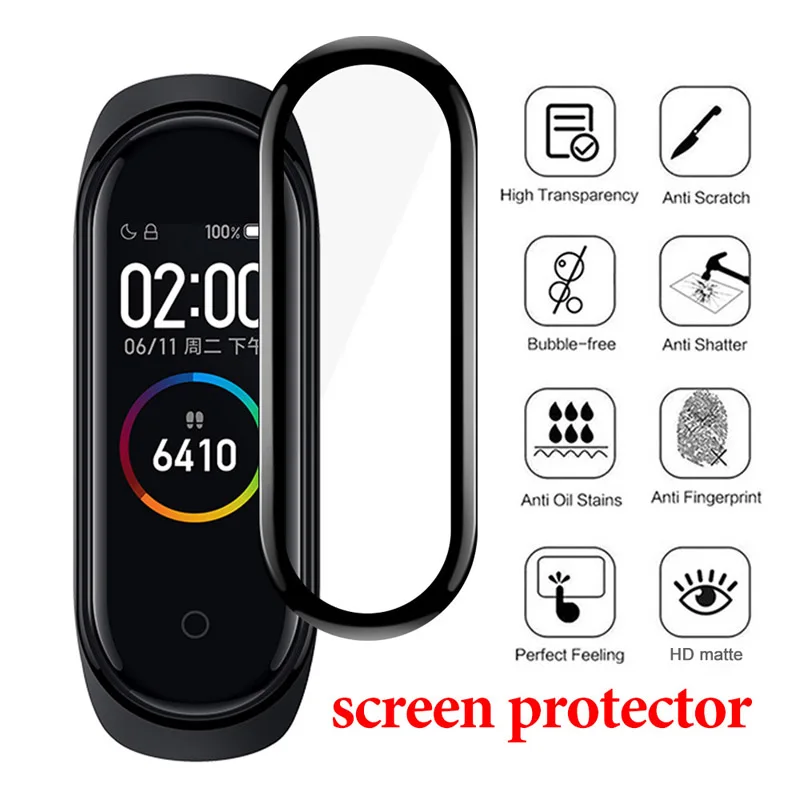 Screen Protector For Xiaomi Mi Band 6 5 4 Protective Film Smart Wrist Bracelet 3D Full Cover Protection | Электроника