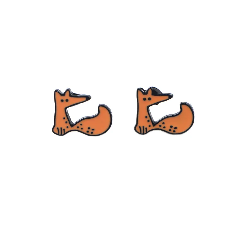 K629 Le Petit Prince and Fox милые аниме из мультфильмов серьги-гвоздики для женщин дети эмаль пирсинг серьги ювелирные подарки для девочек - Окраска металла: 1