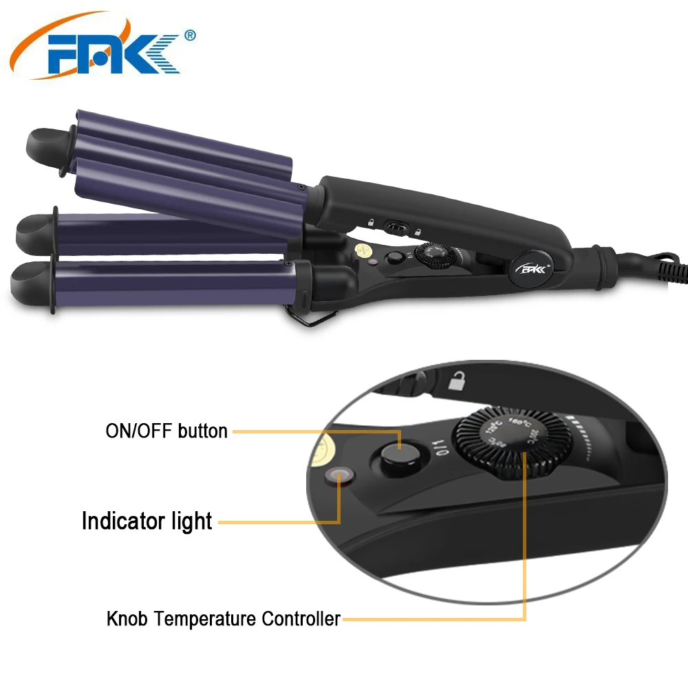 Тройная плойка FMK с роликами керамические тройные щипцы для завивки