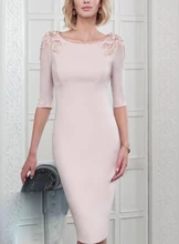Half Sleeves Mother Of The Bride Dresses Sheath Knee Length Appliques Beaded Plus Size Short Groom Mother Dresses For Wedding