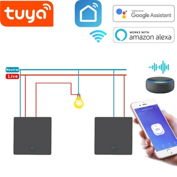 

Wifi Smart two way Switch Panel Voice Control Wireless Wall Switches UK EU Remote control with Alexa Google Home 1/2/3 Gang