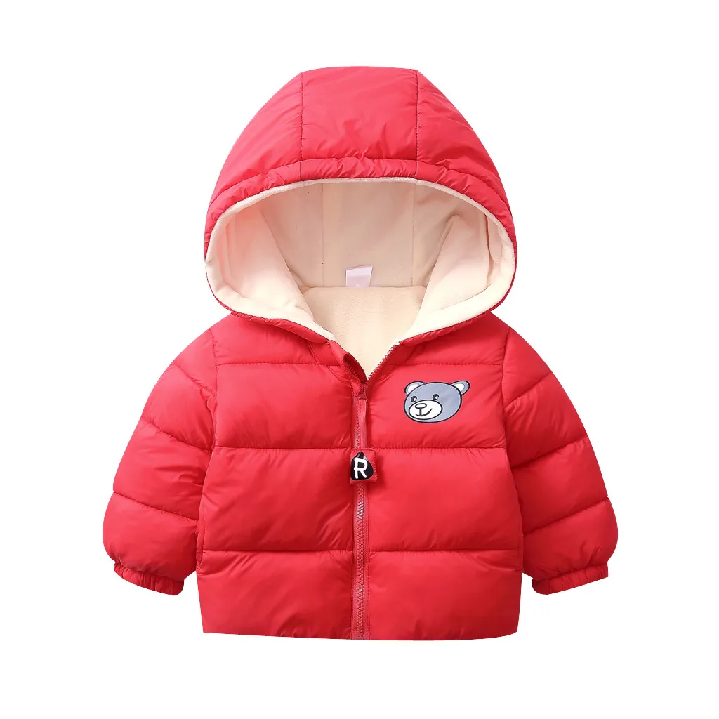 TELOTUNY для мальчиков и девочек, детские зимние теплые толстые парки с капюшоном, пальто, куртка детская верхняя одежда бархатный костюм с капюшоном, одежда ZO16 - Цвет: RD