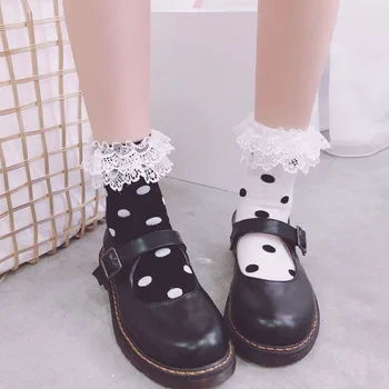 

Women Wave point Socks female Cute Japanese Soft Sister JK uniform Small Fresh Lolita Sweet Socks Lace Short Socks Preppy Style