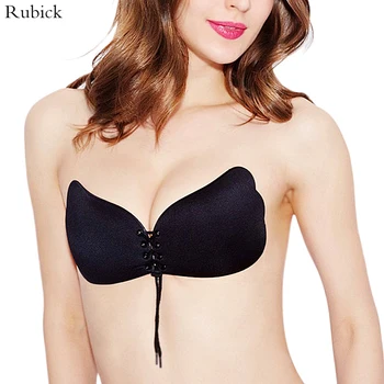 

Women Bra Self Adhesive Strapless Bandage Blackless Solid Bra Stick Gel Silicone Push Up Women's Underwear Invisible Bra