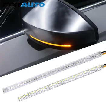 

FORAUTO 1pc Car LED Flowing Turn Signal Strip Light Auto Modified Streamer Strip Amber Blue Car Rearview Mirror Indicator Lamp