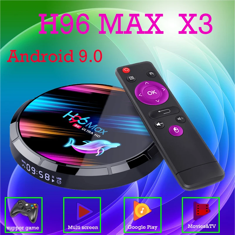 H96 Max X3 Amlogic S905X3 Android smart tv BOX 4gb 128GB 2,4G/5G wifi 8K@ 24fps Netflix YouTube USB3.0 h96 max ТВ-приставка