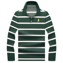 Осенняя брендовая одежда новая мужская рубашка поло мужская повседневная вышитые рубашки поло с длинным рукавом полосатая Мужская рубашка поло