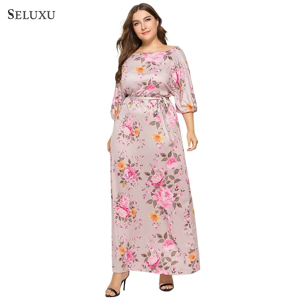 Seluxu осень Новое Женское платье большого размера vestidos цифровая печать платье посылка сексуальное платье большого размера женское платье