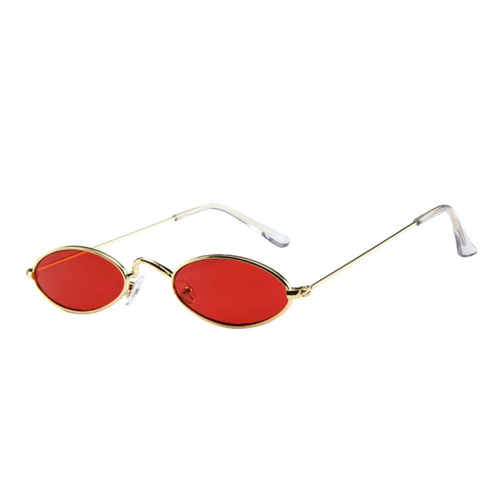 

Oval Sunglasses Men Women Retro Metal Frame Red Vintage Tiny Round Skinny Male Female Small Yellow Sun Glasses #YL5