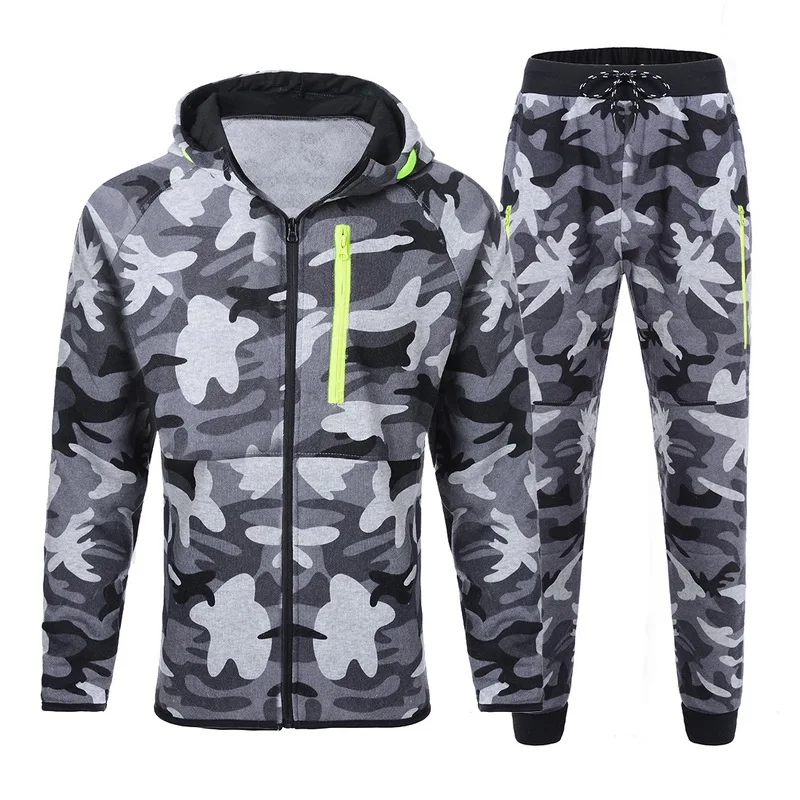 Camo Deep MJARTORIA, камуфляжный комплект, мужская спортивная одежда с камуфляжным принтом, мужской спортивный костюм, комплект из 2 предметов, топ, брюки, костюмы, с длинным рукавом, на молнии, толстовка, пальто - Цвет: Camo Deep