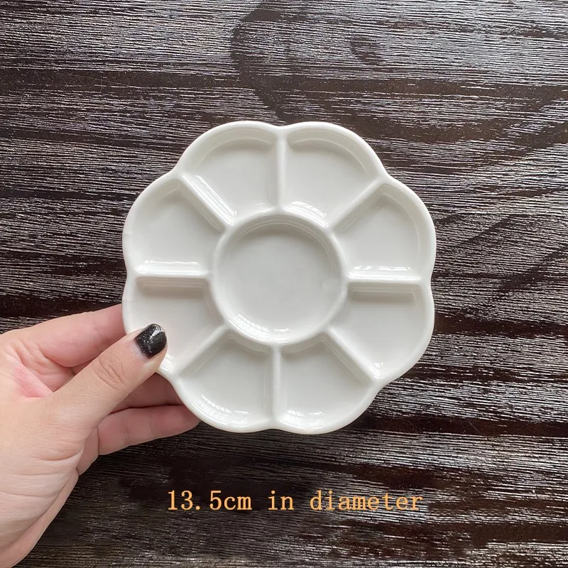 Ceramic Watercolor Palette Multi-cell White Porcelain Professional Painting Supplies