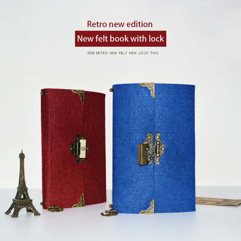 

2020 Agenda Week Plan Password Diary Custom Lock Creative Notebook Loose Notepad Creative Felt Notebook Retro Simple Loose-leaf