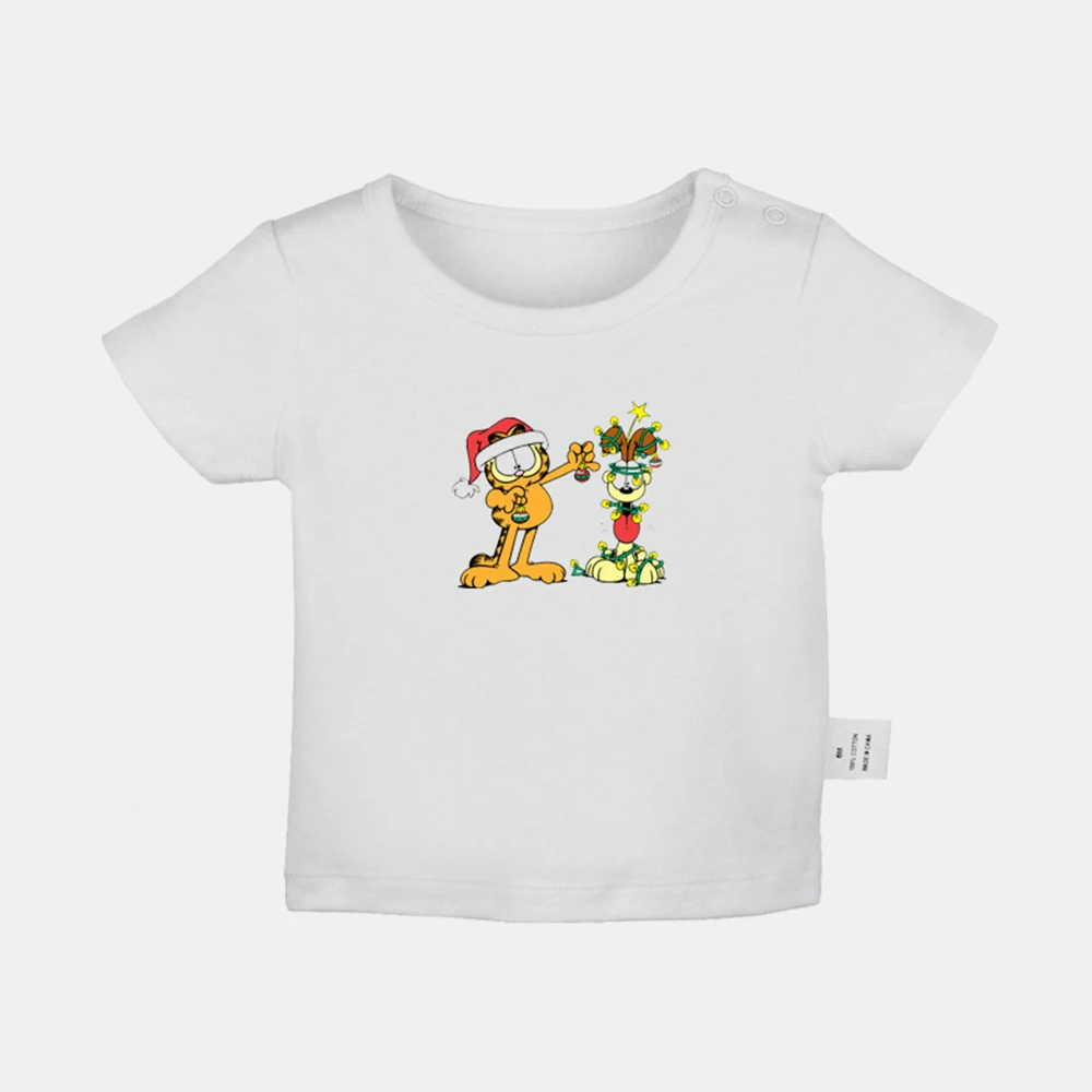 Забавный Рождественский дизайн Garfield and Odie футболки для новорожденных графика