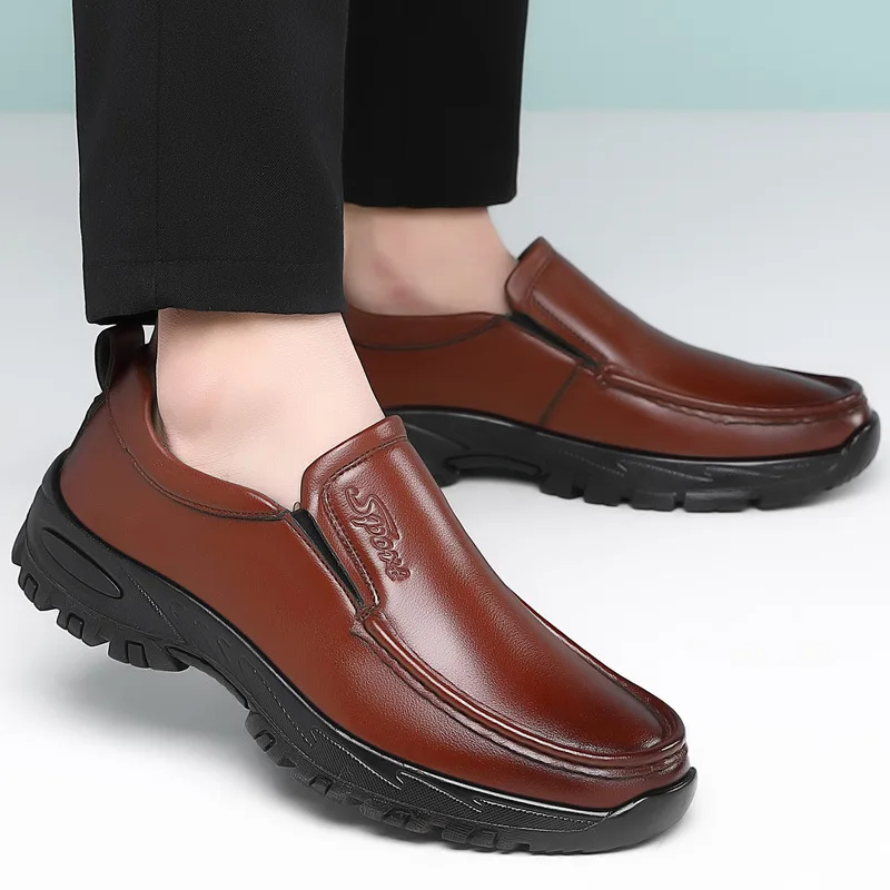 

Men's Genuine Leather Shoes 38-47 Head Leather Soft Anti-slip Rubber Loafers Shoes Man Casual Real Leather Shoes