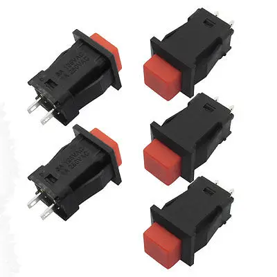 

10 Pcs Red Button Latching Pushbutton Switch SPST AC 125V/3A 1A/250V