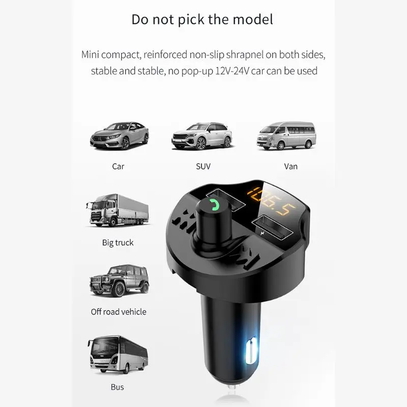 Двойное автомобильное usb-устройство для зарядки телефона FM MP3-плеер Bluetooth 5,0 комплект адаптеров для громкой связи