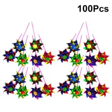 100 шт. ветряные мельницы забавные пластиковые радужные ветряные мельницы DIY аксессуары детские игрушки блесток ветряные мельницы для детей наружные вечерние украшения лужайки