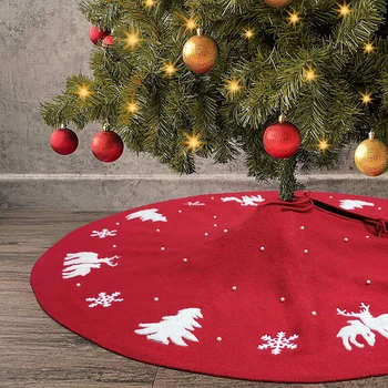 

Creative Printing Indoor/outdoor Floor Mat Xmas Aprons 122CM Red Christmas Tree Skirt Carpet New Year Decorations Ornaments