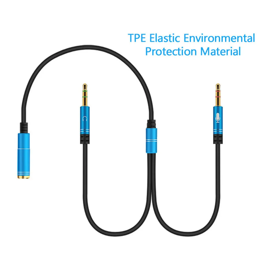 3 5mm Jack Mic Headphone Splitter Cable for Computer 3 5mm Female to 2 Male Audio Y Splitter Cable Headset to PC Adapter 0 3M