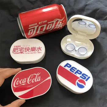 

Trend text contact lens case with mirror temperament beauty lens case contact lens storage box gift