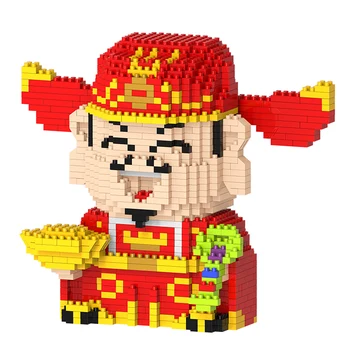 

1550pcs 8811 Mini Micro Building Blocks Chinese Character The God of Wealth Building Toys Fortune Cat Model Toys Gifts