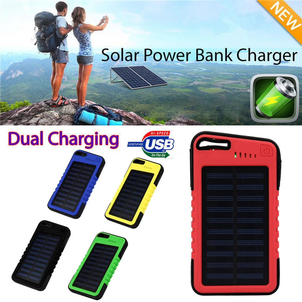 

Solar Power Bank 20000mAh Battery Charger Dual USB Charging Powerbank for iPhone Samsung Huawei Xiaomi Poverbank Random color