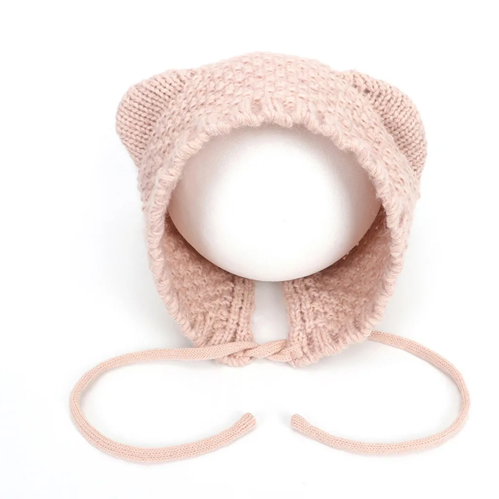Newborn Winter warm Beanie Girl Boy Baby Infant Winter Warm Letter Earflap Knit Crochet Beanie baby accessories newborn czapki