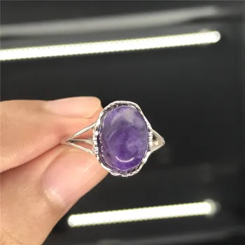 

Natural Purple Charoite Beads Ring Jewelry Women Lady Love Gift 925 Silver Gemstone 13x10mm Adjustable Size Fashion Ring AAAAA