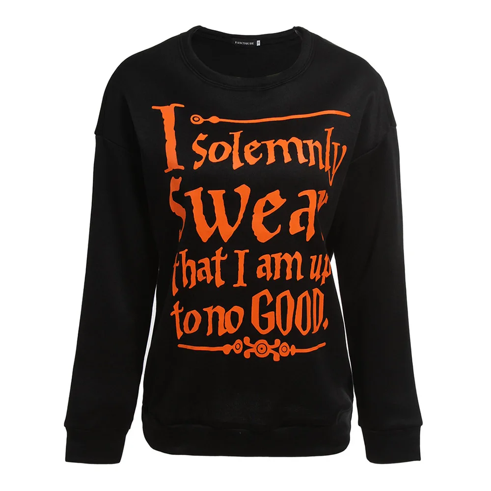 

Oversized Letter Print Thick Warm Autumn Winter Clothing Women Long Sleeve Tops Gothic Black Pullover Loose Hoodies Sweatshirt