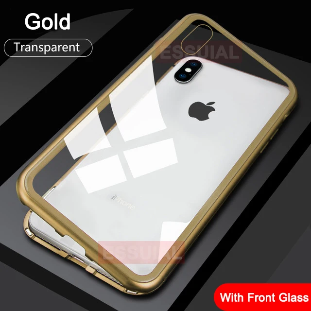 Металлический магнитный адсорбционный чехол для iPhone 11 Pro XS Max X XR чехол двухсторонний стеклянный Магнитный чехол для iPhone 7 8 6 6s Plus чехол