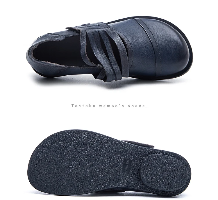 Tastabo женская обувь из натуральной кожи обувь ручной работы на плоской подошве износостойкая резиновая подошва; Цвет хаки, синий; удобная стелька на низком каблуке; S99115
