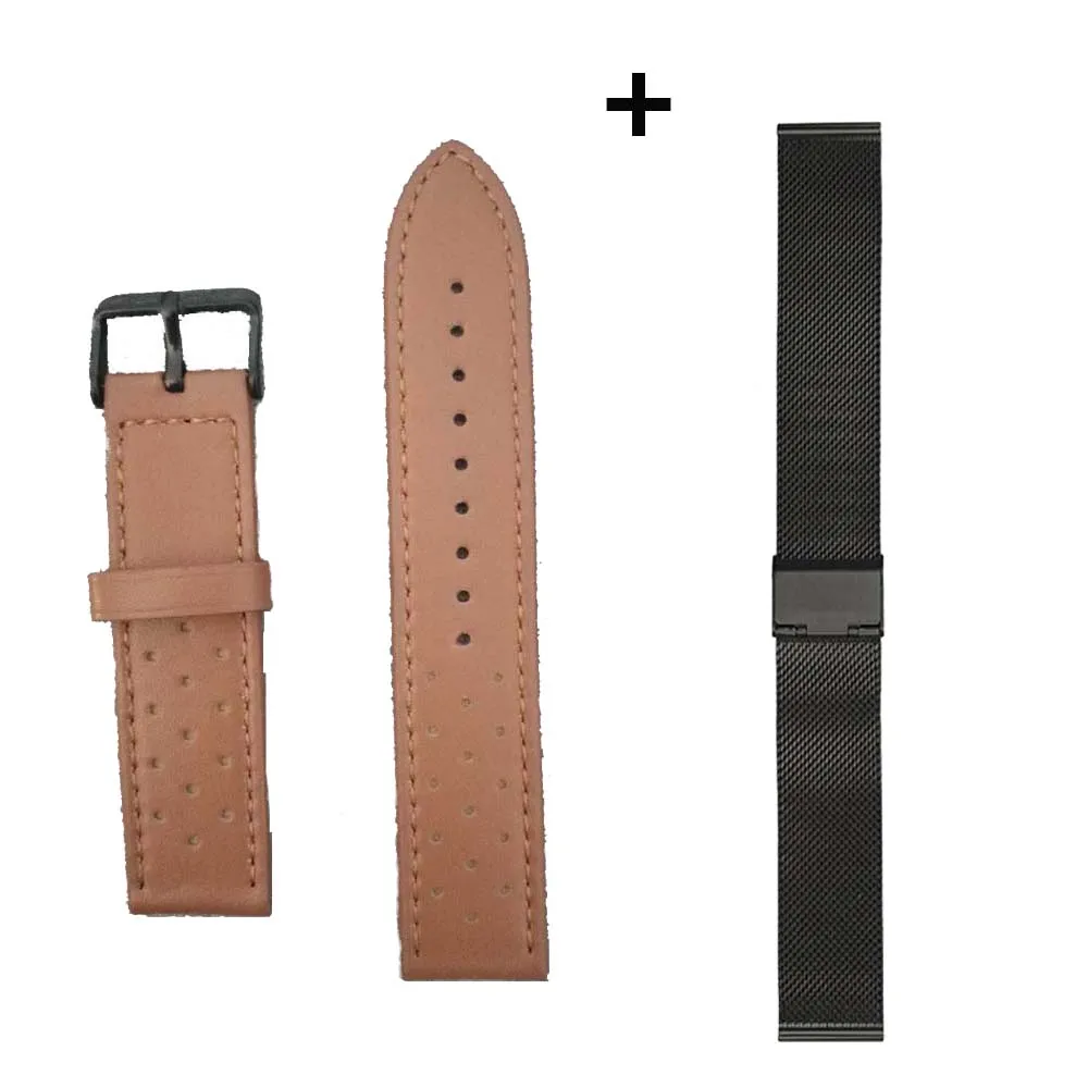 20 мм браслет ремешок для Xiaomi Huami Amazfit Bip кожаный ремешок для часов Amazfit GTS ремешок для часов Amazfit GTR 42 мм металлический ремешок для часов - Цвет: Brown-Black