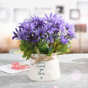 

Artificial Fake Flower Decor Pot Bonsai Plastic Small Potted Silk Simulation Flower Ceramic Placement Home Garden Decoration