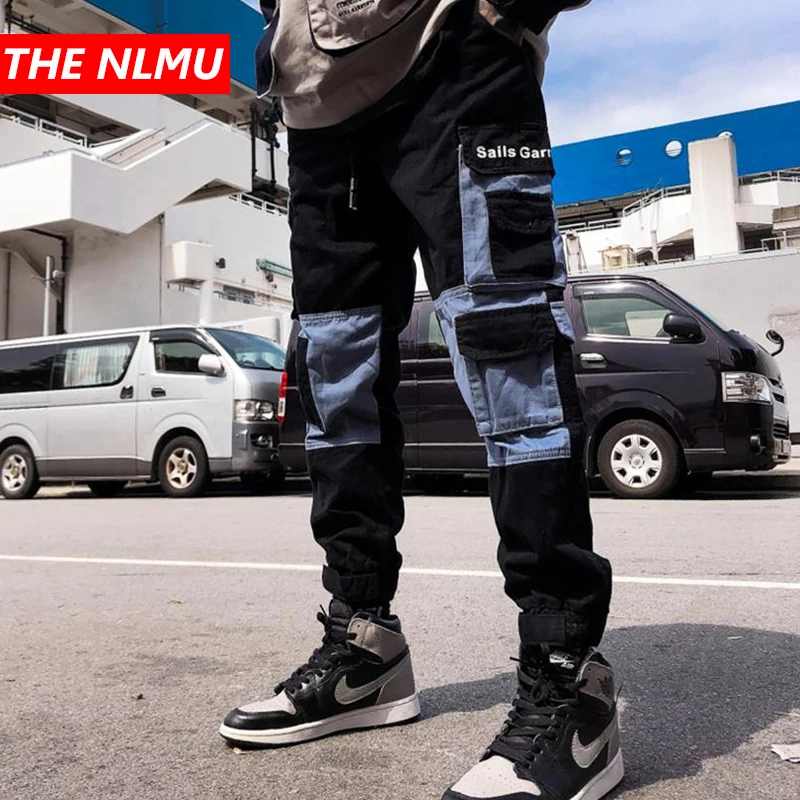 

2019 Hip Hop Cargo Harem Pants Men Fashion Streetwear Joggers Pants Trousers Elastic Waist Harajuku Male Black Pant WG424