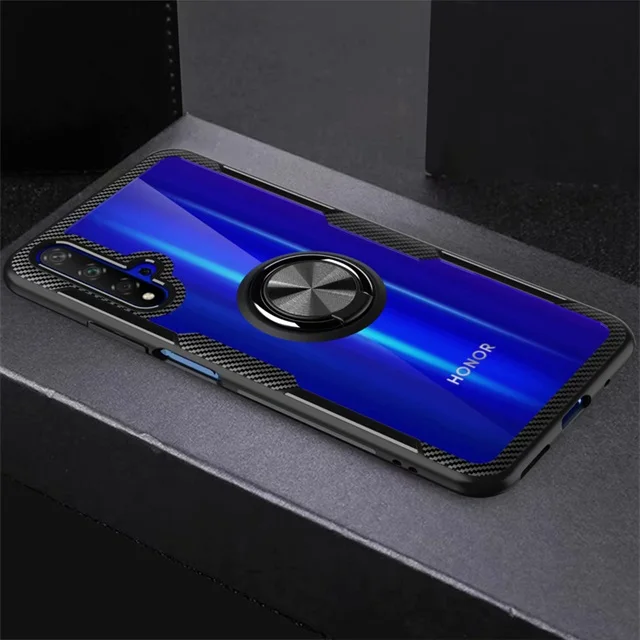 Black Прозрачный чехол для телефона huawei Nova 5 T, чехол из прозрачного поликарбоната+ углеродного волокна, полное защитное кольцо, чехол для huawei Nova 5, чехол - Цвет: Black