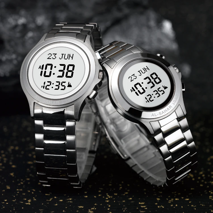 AL-SAHAR Round Classic Lover Wristwatch Athan Watch Men Accessory Azan Clock Fajr Time Reminder Muslim Jewelry
