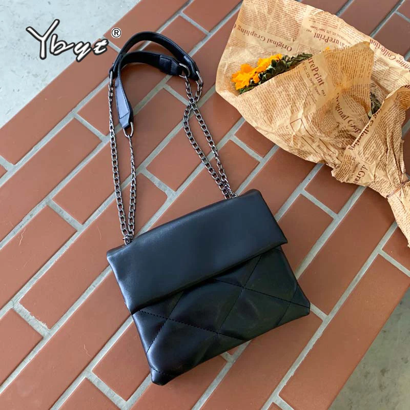 Женская сумка через плечо YBYT модная маленькая из искусственной кожи с цепочкой и